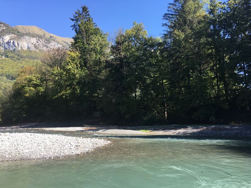 Vissen bij rivier Le Giffre